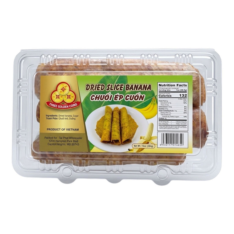 Dried Slice Banana Chuoi Ep Cuon 284 g