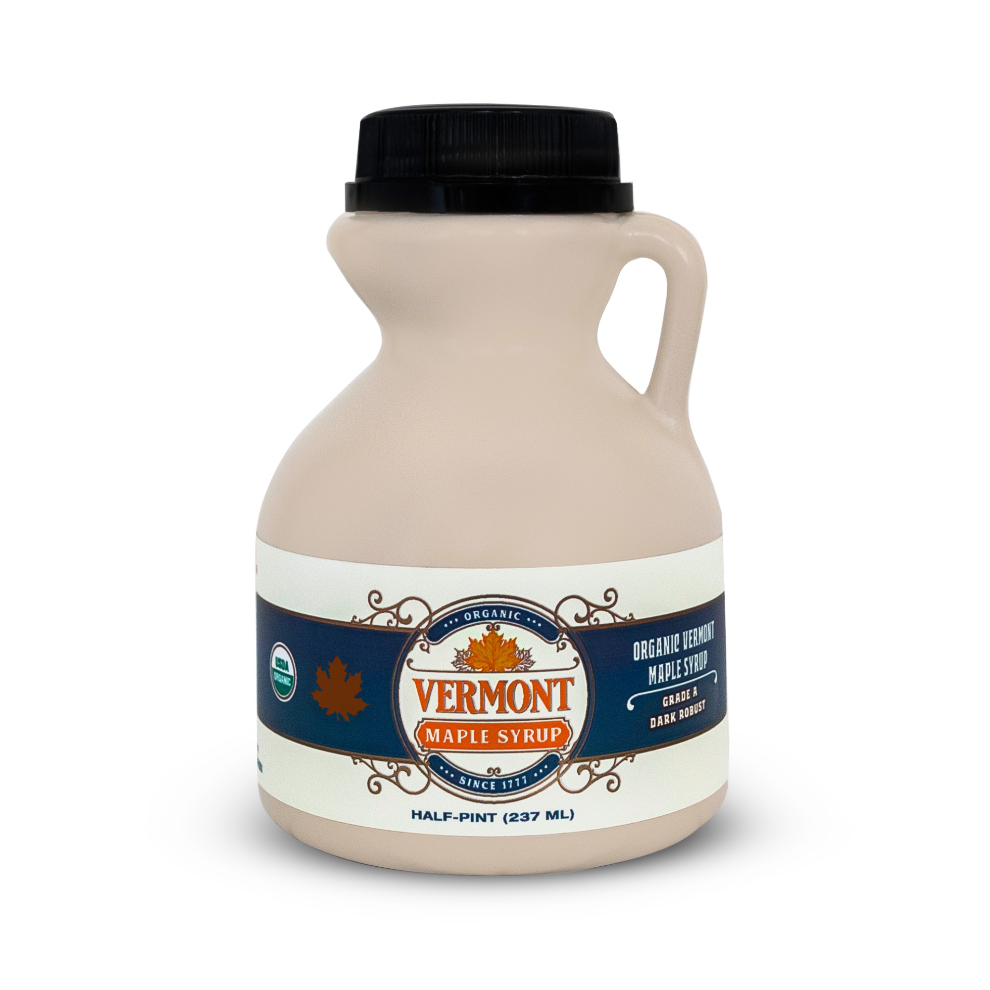 Dark Organic Vermont Maple Syrup - Jug 8 oz - half pint / Single 13.02 oz