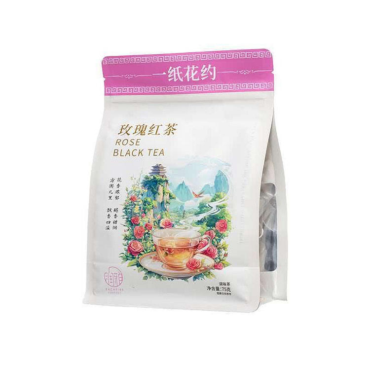 一纸花约养生玫瑰红茶75g袋泡茶花茶冷热双泡 75 克