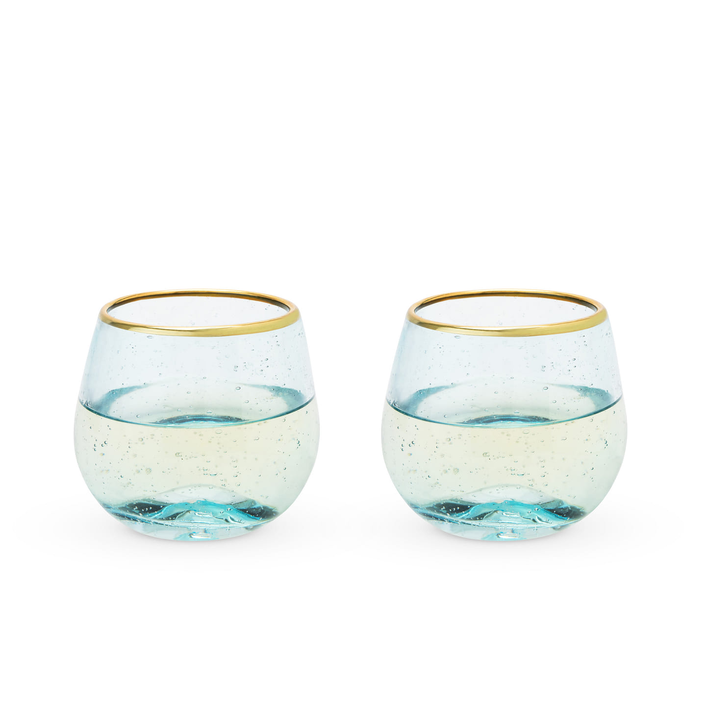 Aqua Bubble Stemless Wine Glass Set by Twine® 2 each