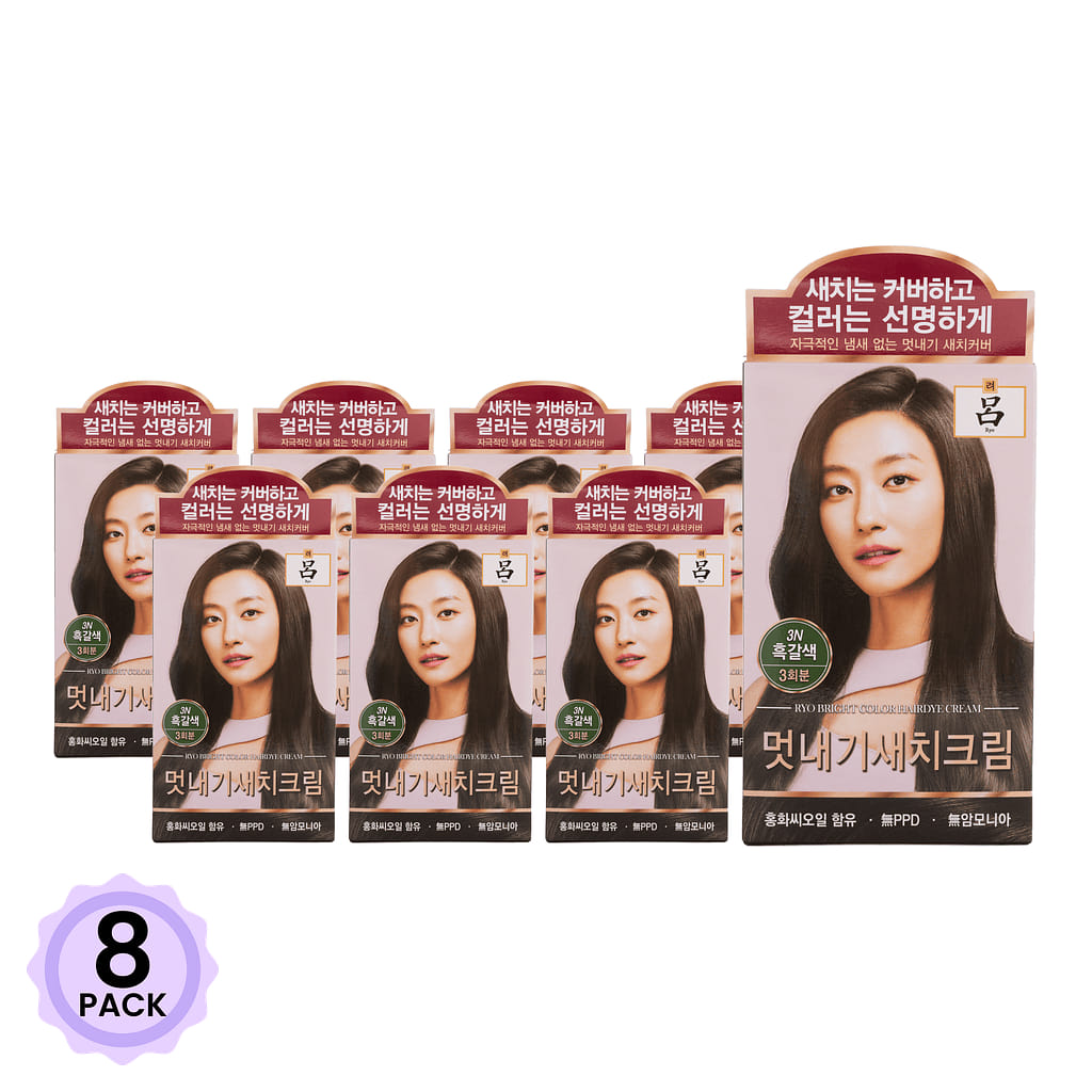 RYO Grey Hair Dye Black-Brown Hair Dye #3N 120g 1 box*8 pack