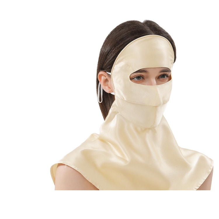 Silk Sunscreen Neck Mask Champagne Gold 23 * 41cm 1 box