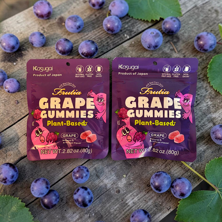 Kasugai Frutia Japanese Plant-Based Grape Gummies 80 g*2 pack