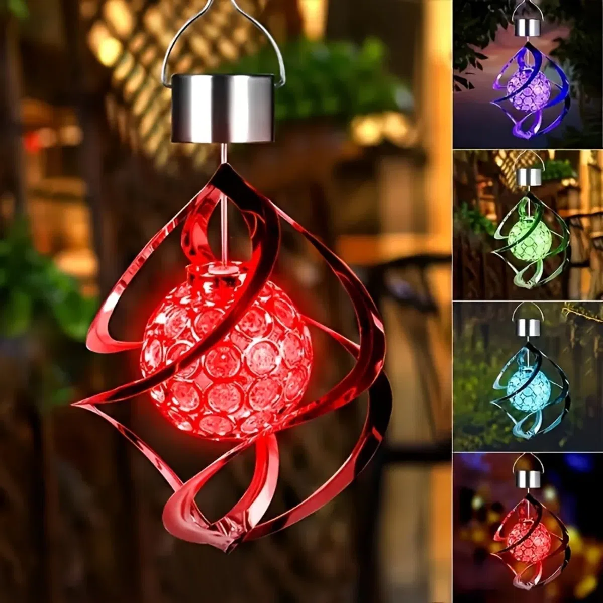 Wind Spinner Solar Light, LED Wind Chimes, Outdoor Decor Changing Color Ball Wind Chimes Solar Hanging Lantern For Home Garden Outdoor Decoration 1 each