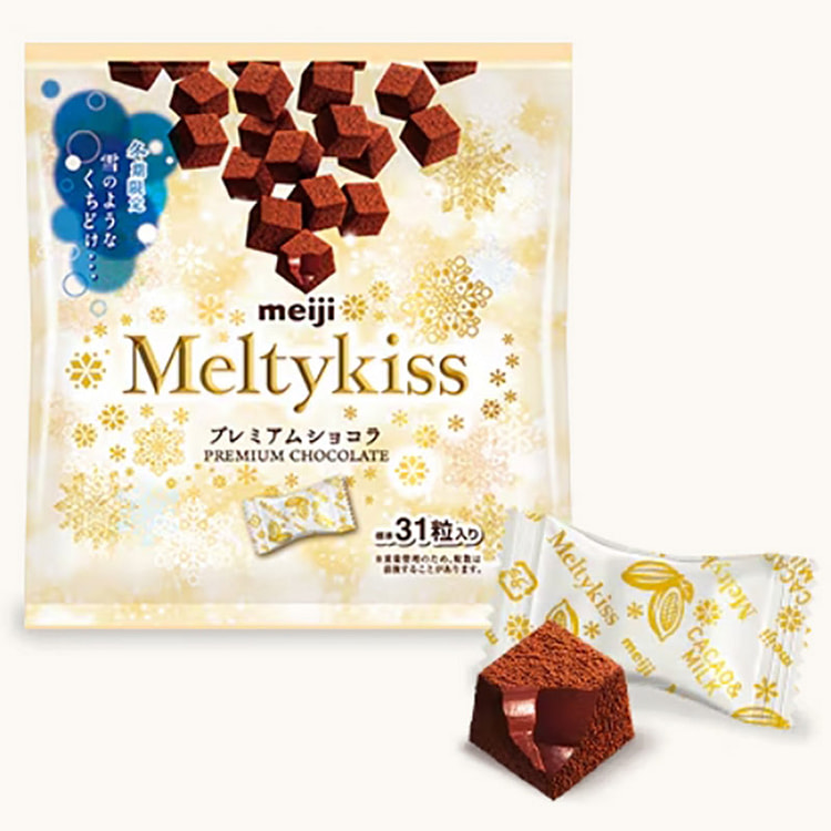 【日本直送】日本明治Meiji雪吻MeltyKiss 冬季限定 原味空气牛奶巧克力 袋装 124g