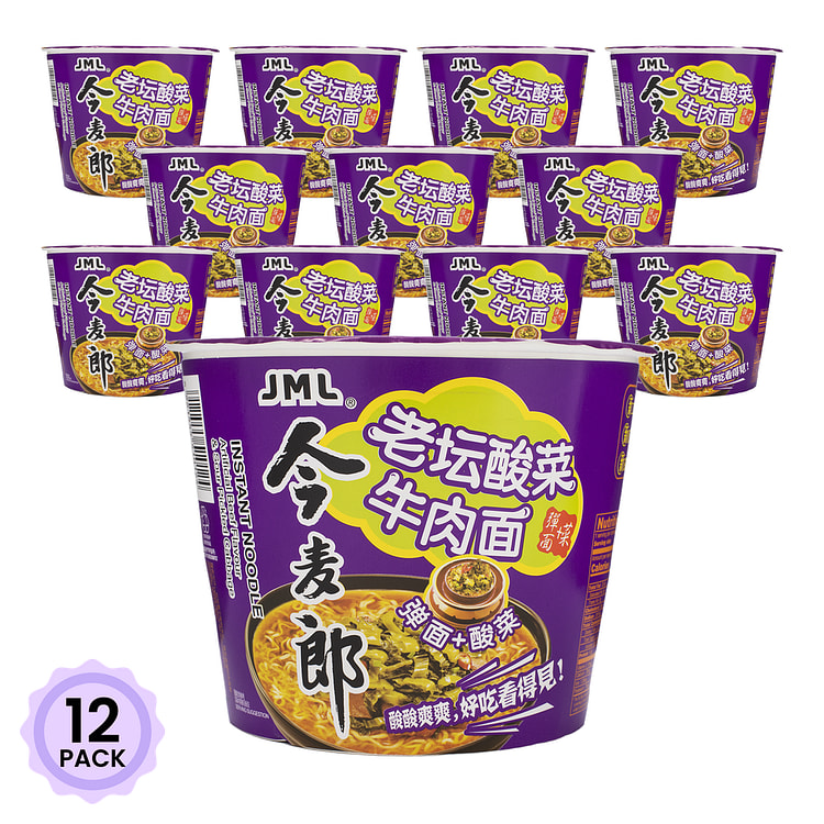 今麦郎 老坛酸菜牛肉面 方便桶装 120 克*12 包