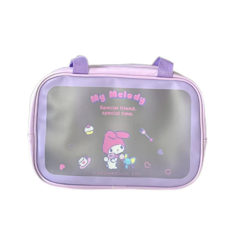 【中国直邮】日本 SANRIO 三丽鸥 磨砂化妆包 防水便携式 手提旅行 收纳袋 大容量可爱洗漱包-美乐蒂款 1个*|预计到达时间3-4周