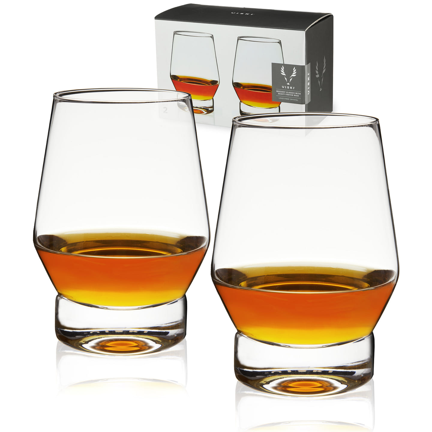 Heavy Base Crystal Whiskey Glasses 2ct by Viski 18.5 fl.oz