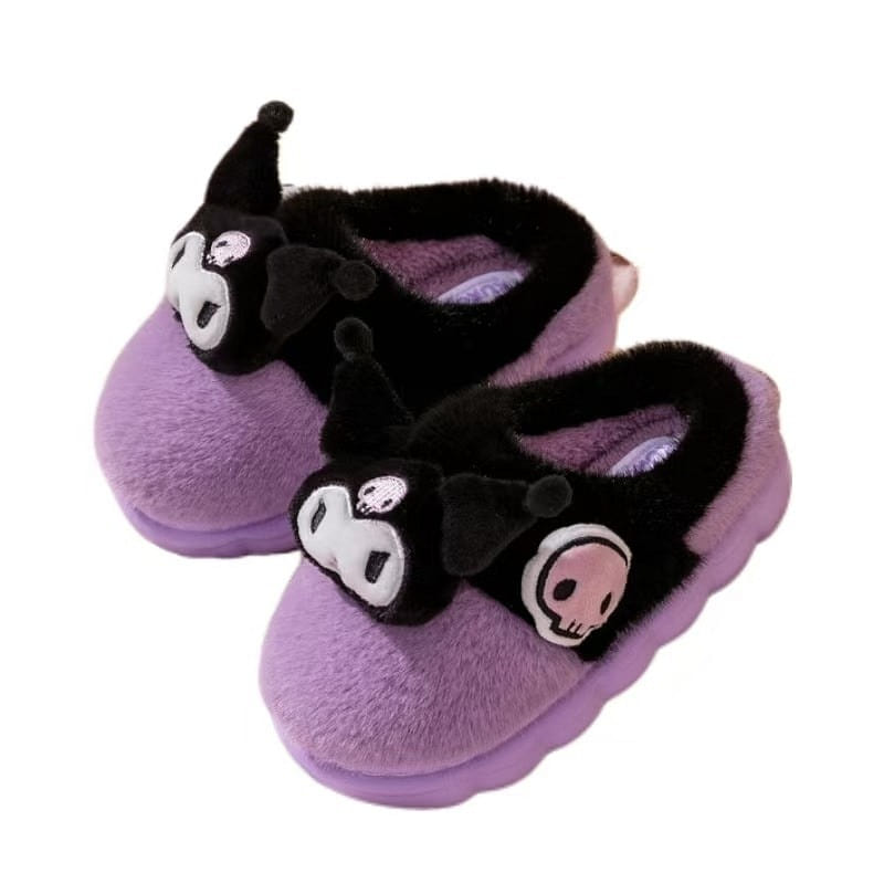 Sanrio Autumn/Winter Cotton Slippers Warm Children Adult – Kuromi 34-35 1Pc 1 each