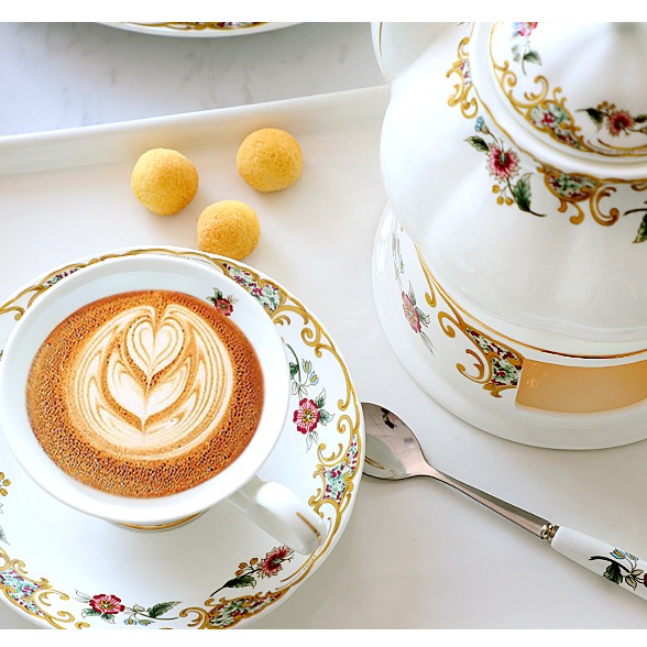 Get BESTLEAFTEA Elegant English Afternoon China Bone Tea Set 9 pieces