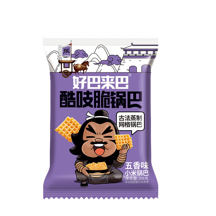 好巴来巴 酷张飞小米锅巴五香味休闲零食特色小吃208g*1袋