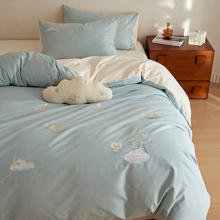 绣境磨毛60支刺绣四件套（床笠款）风车-Q 2000 克