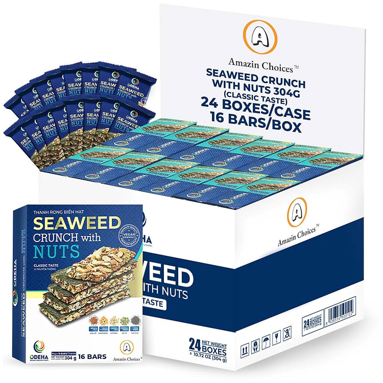 Seaweed Crunch with Nuts Classic 304g, 24 Boxes.