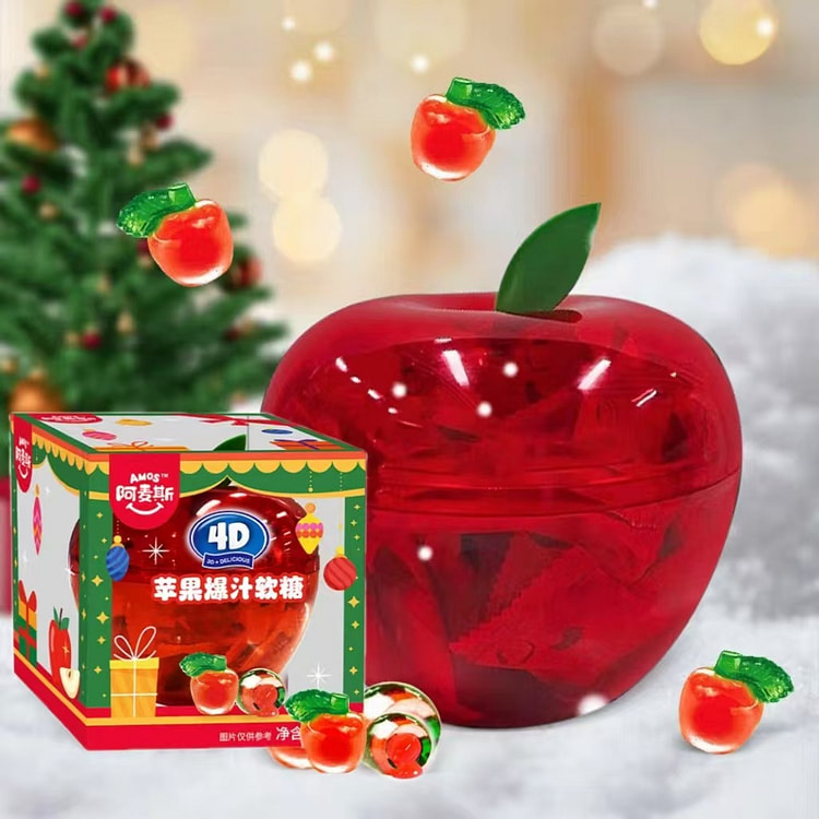 Amas 4D apple juice gummies 100g * 1 can Christmas gift Christmas Eve apple