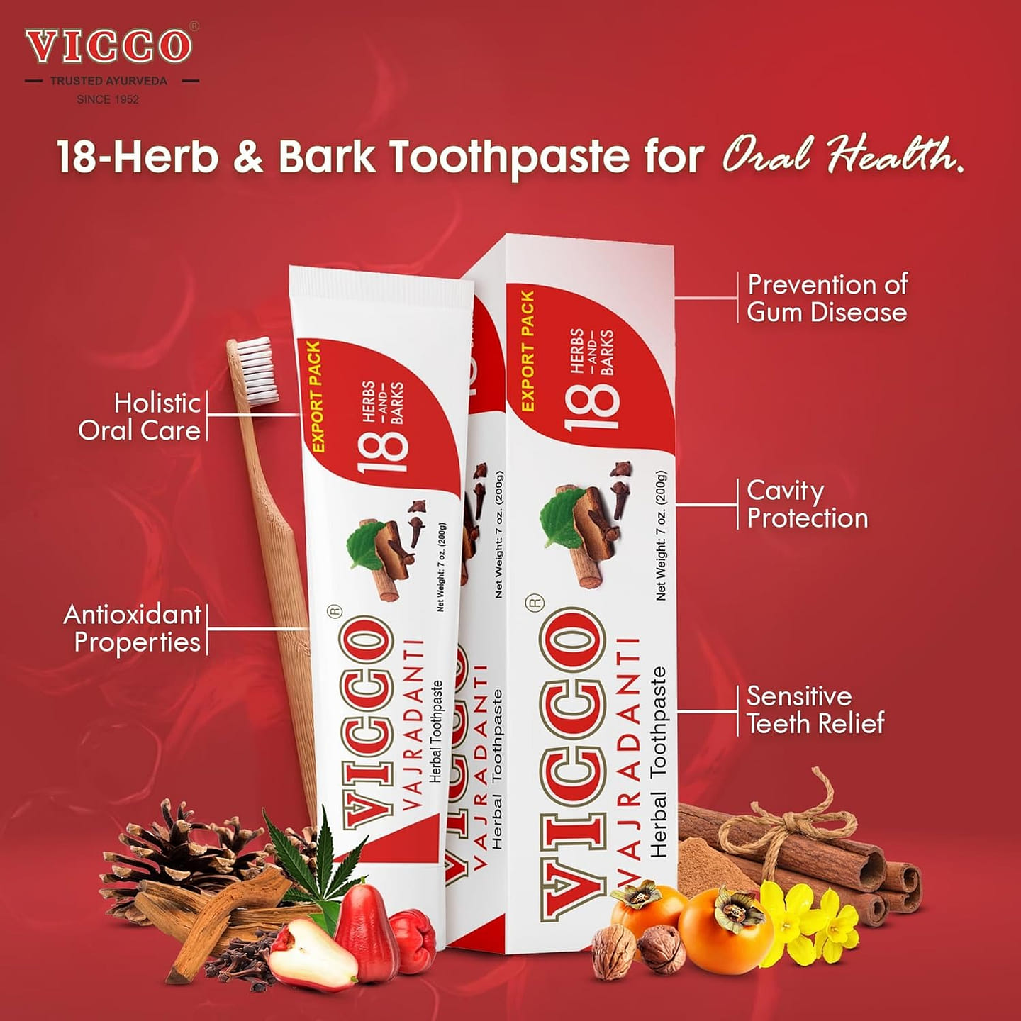 Vicco Vajradanti Herbal Toothpaste 7 oz 1 pack