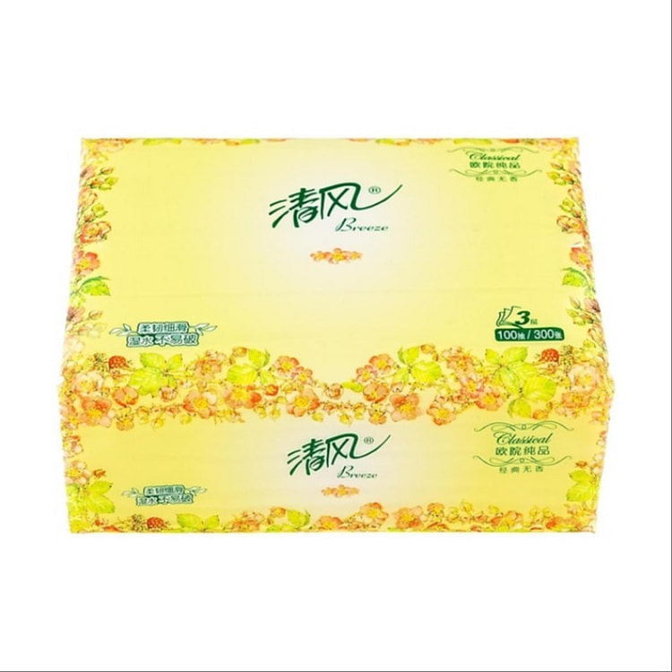 清风 黄底小花 抽纸 3层100抽 欧院系列 1 份