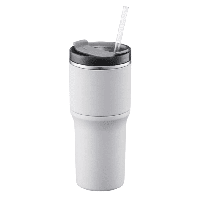 LOCK & LOCK Metro Tumbler Perfect Travel Sized Tumbler with Straw WHITE 22oz 1 count