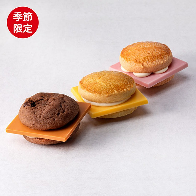 【日本直送】日本CAPTAIN SWEETS BURGER 巧克力夹心奶油汉堡曲奇组合三种口味 6枚入