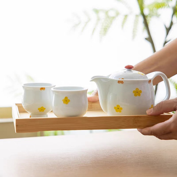有田烧 黄花 茶壶套装（木盒装）