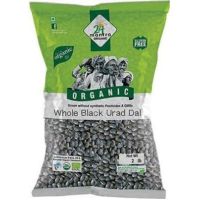 24 Mantra Organic Urad Whole (Black Gram Whole), 2 lbs bag 2 lb