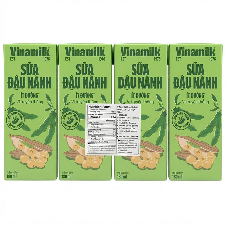 Vinamilk Soy Milk Less Sugar 4 x 6.08 fl oz 180 ml