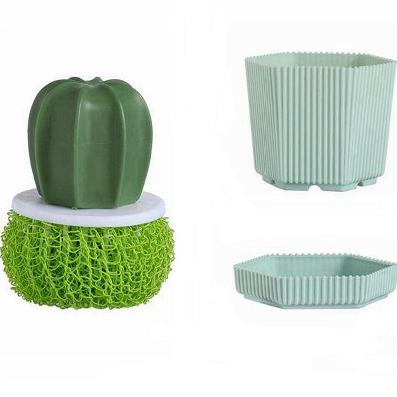 Prickly Pear Dishwashing Pan Brush With Handle Nano Clean-Green -1Pc 1 each