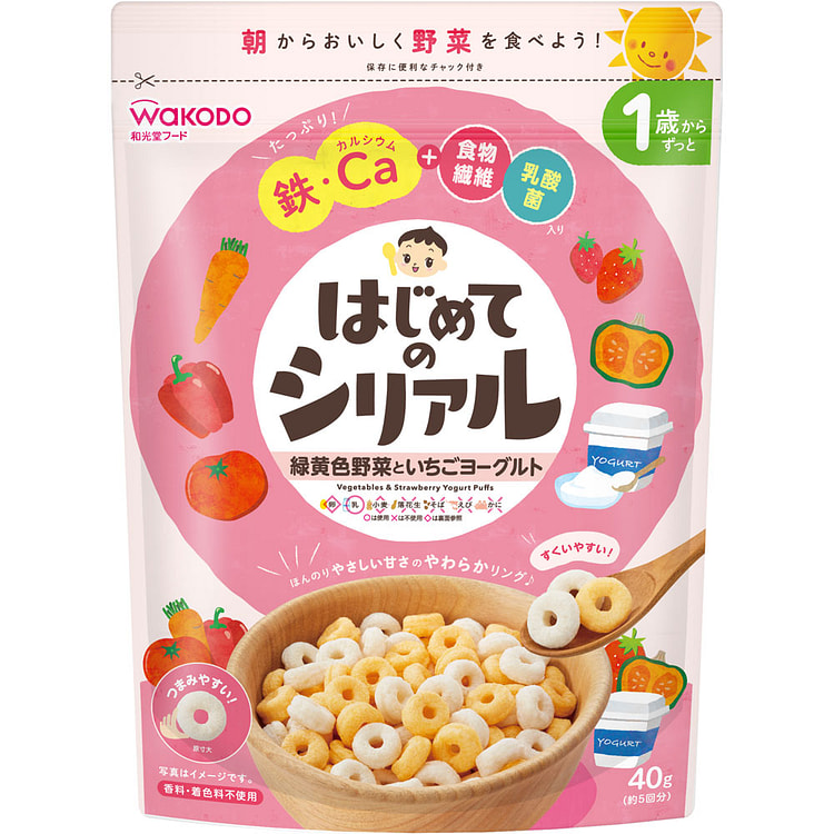 Wakodo Baby Cereal Rings Strawberry Yogurt 40g 1 each