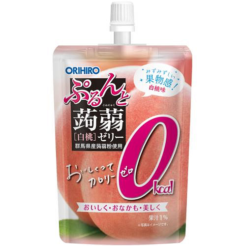 ORIHIRO Zero-Cal Konjac Jelly White Peach 130g 1 pack