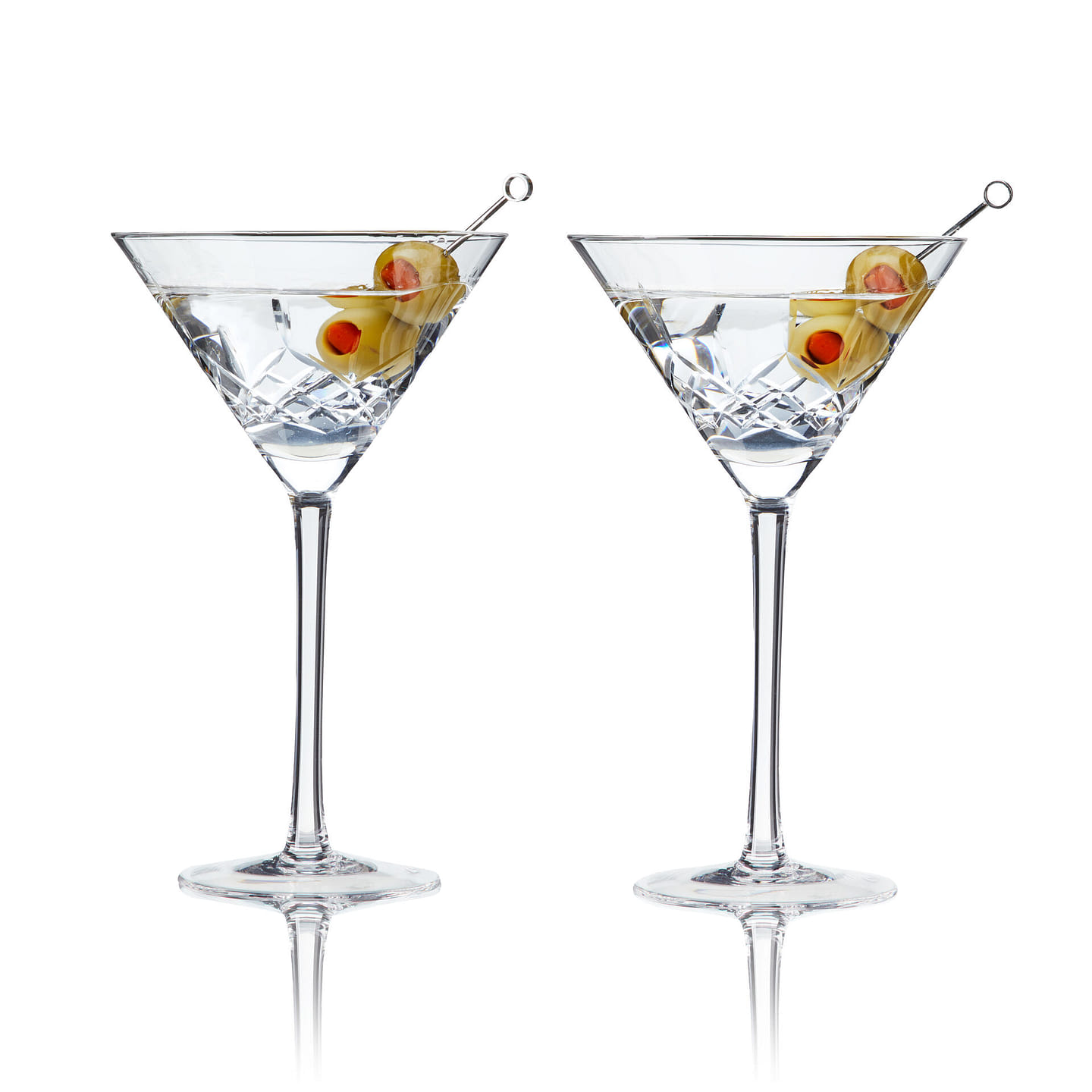 Viski Admiral Etched Martini Glasses, Cocktail Coupe Glasses, Stemmed Crystal Glassware, Home and Bar Drinkware, Set of 2, 9oz 9 oz