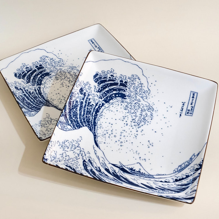 日本 神奈川 20.2厘米方形盘子 1 个