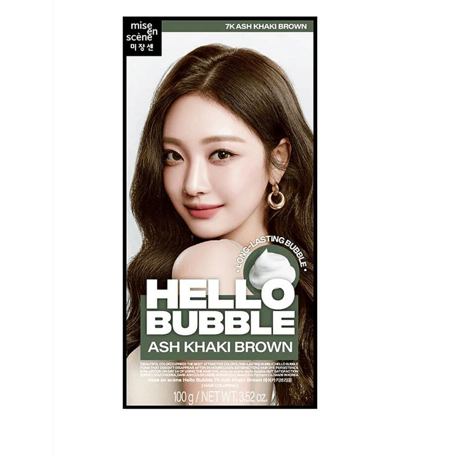 Hello Bubble Ash Khaki Brown Hair Dye 7K 1 each