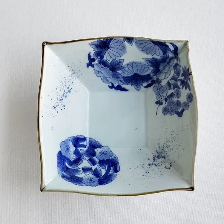 Arita Ware Large Square Bowl (Gift Box) - Ume 1 count