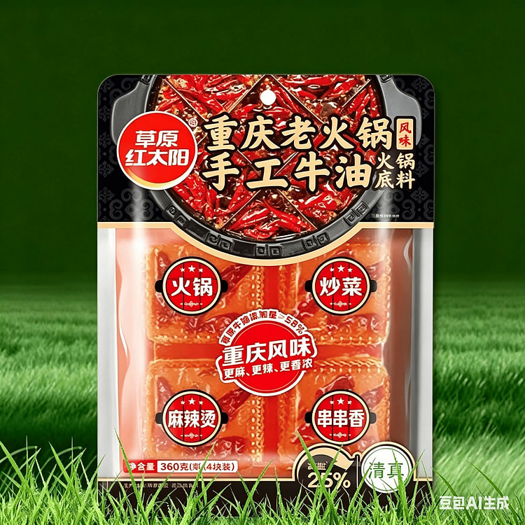 草原红太阳 牛油火锅底料手工小包装 360 克