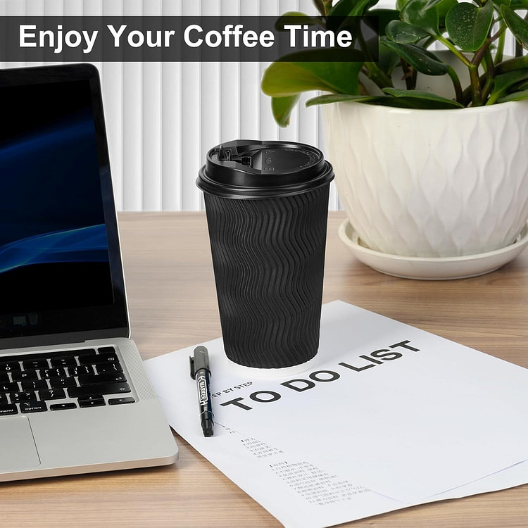 16oz Disposable Coffee Cups with Lids
