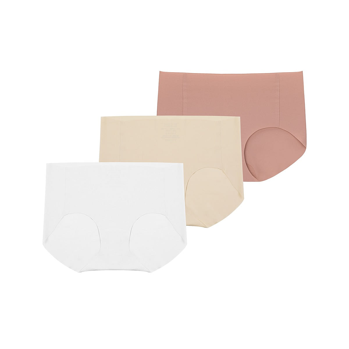 ubras Traceless One Size Mid-WaistCotton Women panties 3 Pack（White+Nude+Peach） 1 each
