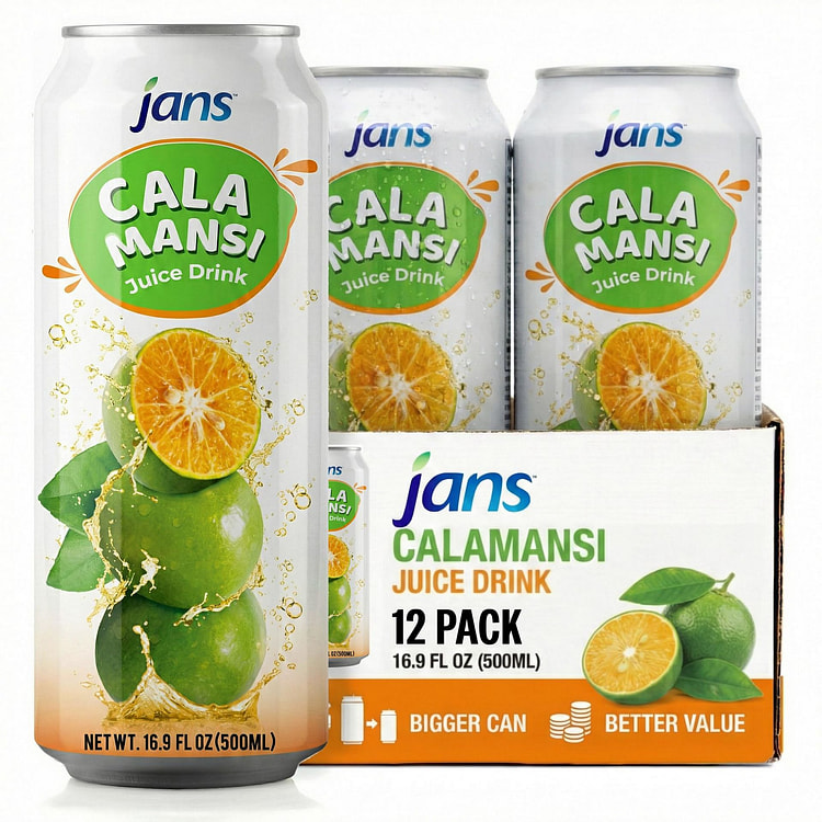 Jans - Nước ép tắc có tép, 500ml, Hộp 12 lon 16.9 fl.oz*12 gói