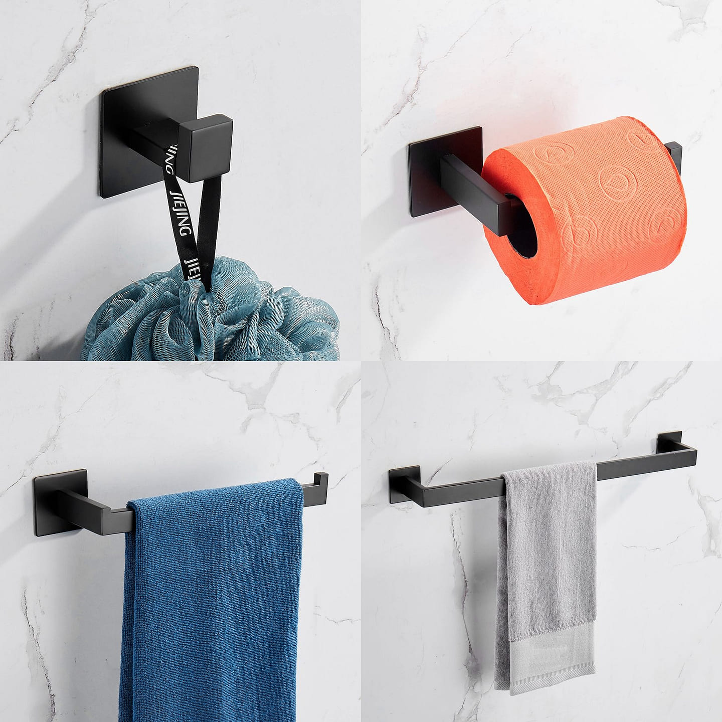 4Pcs Black Bathroom Hardware Set 1 each