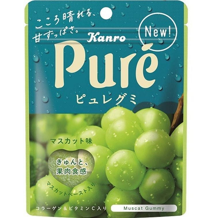 KANRO PURE VC Heart Gummy Green Grape Flavor 56g