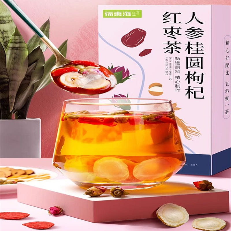 Fudonghai Ginseng, Red Date, Cinnamon, Wolfberry Tea 20g*10bags, Five Treasures 200 g