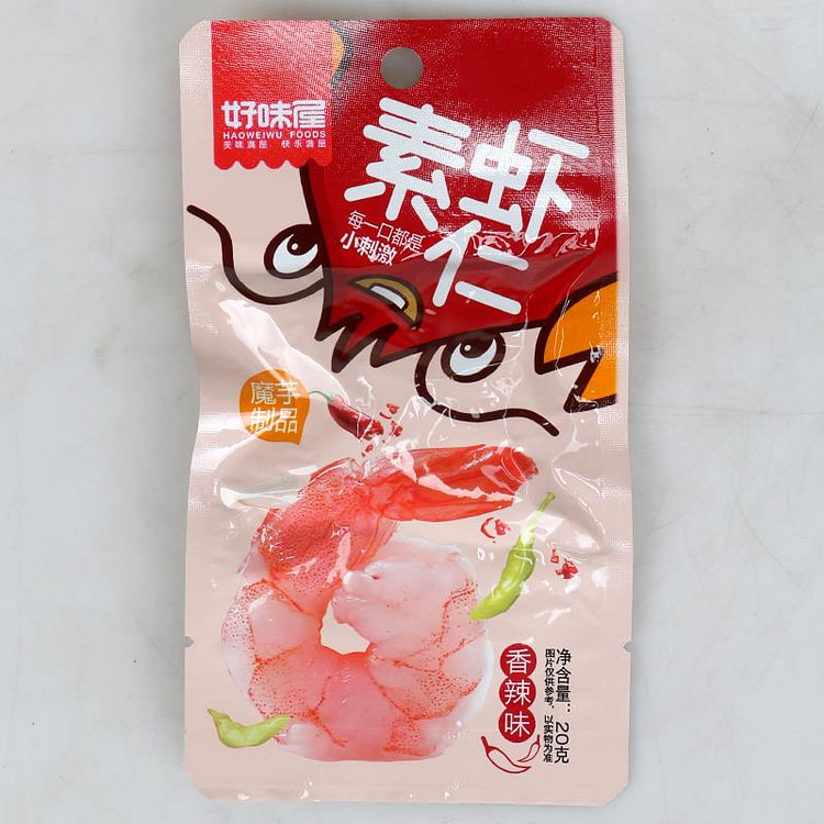 好味屋 素虾仁香辣味素小龙虾魔芋爽即食小零食20g*5包