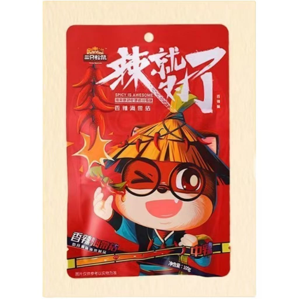 Three Squirrels Spicy Kelp Knots 100g*1 Bag 1 pack