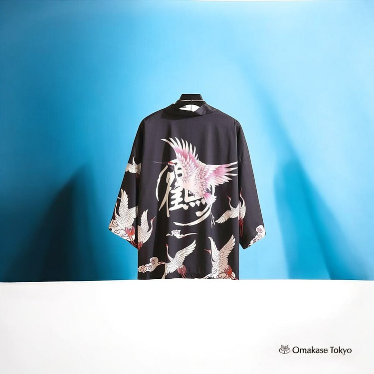 Happi 和服夹克 - 相鹤黑 360 克