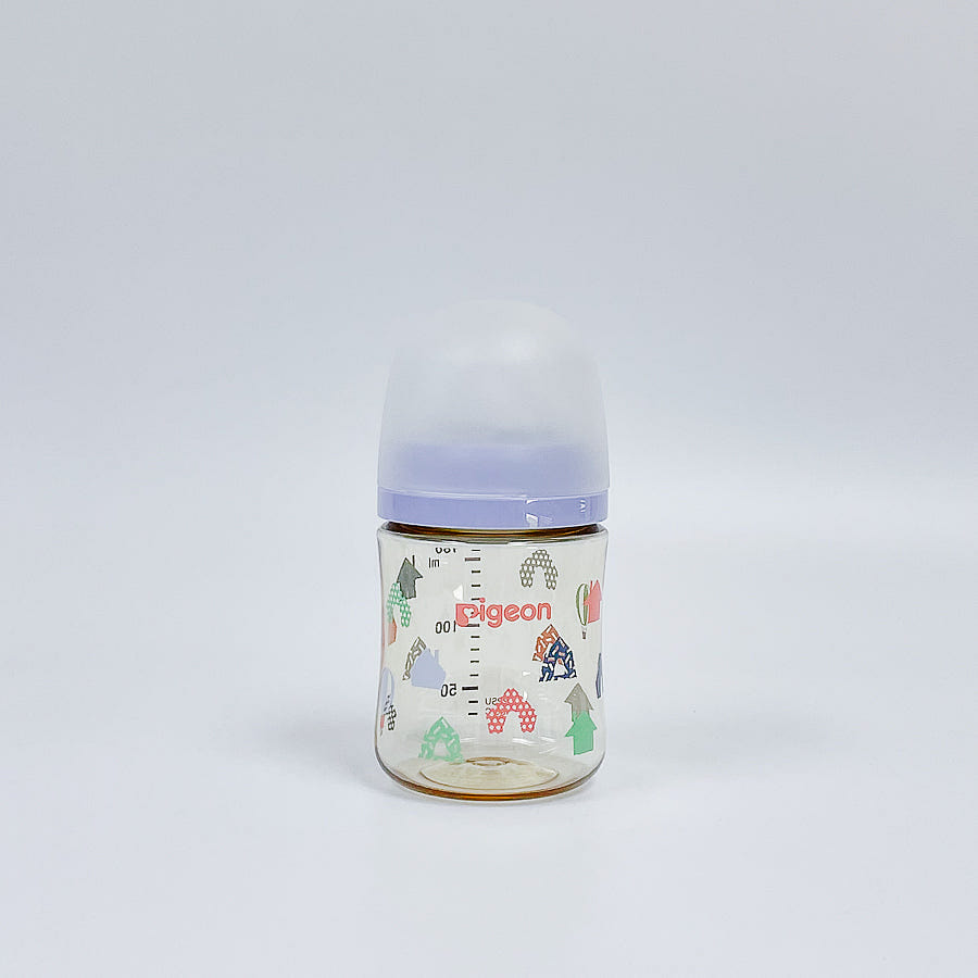 PIGEON SoftTouch Wide-Mouth Baby Feeding Bottle, PPSU ,House (Lavender) 1 each