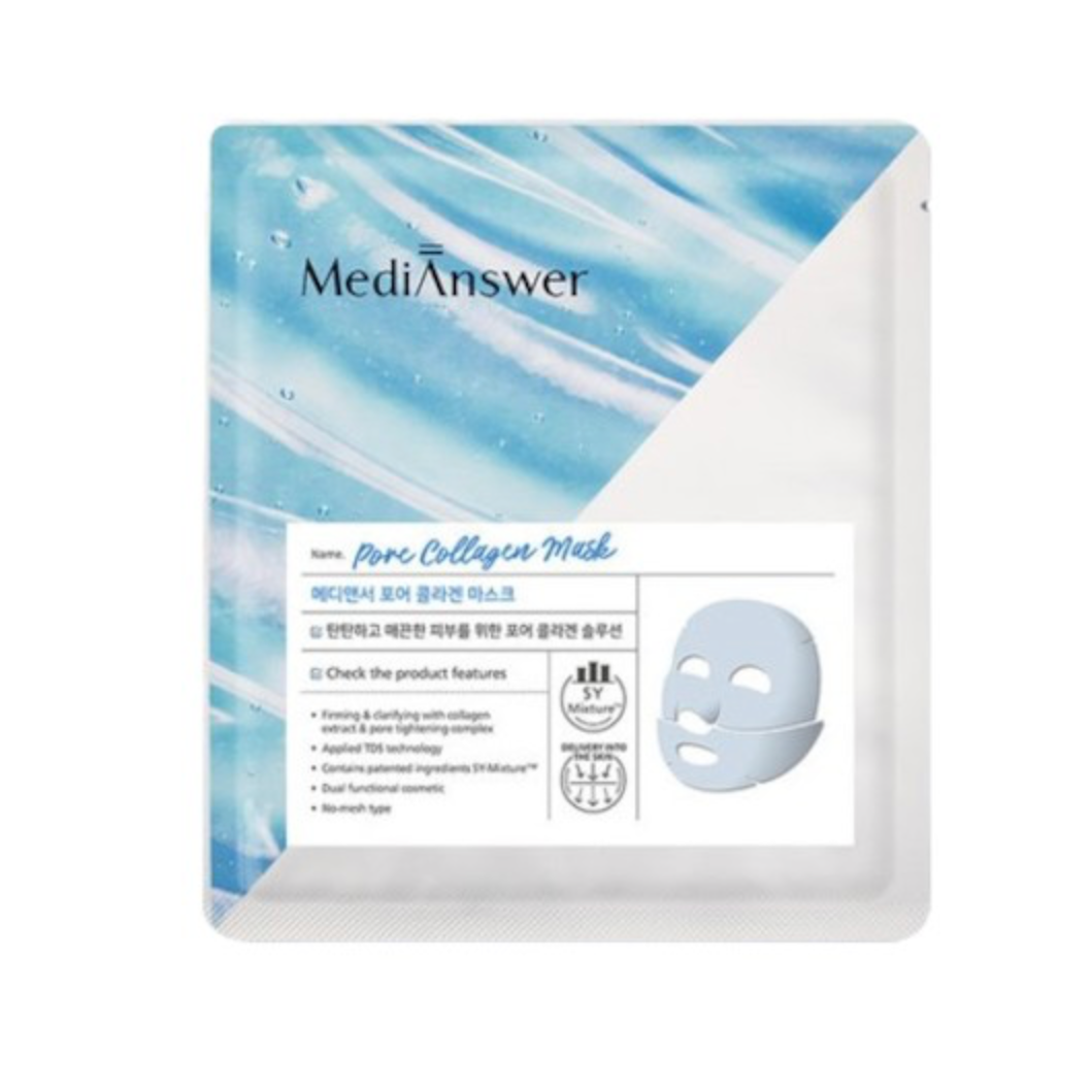 MediAnswer Pore Blue Claryfing Collagen Mask Pore Moisture Elasticity 5Pcs 5 each