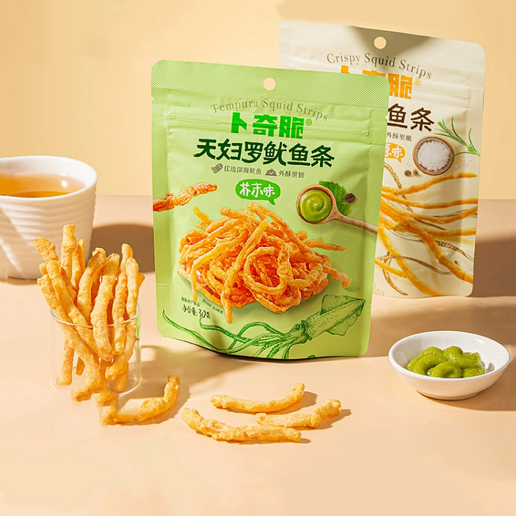 卜奇脆芥末天妇罗脆皮鱿鱼条章鱼鱿鱼丝下酒30g*1 30 克