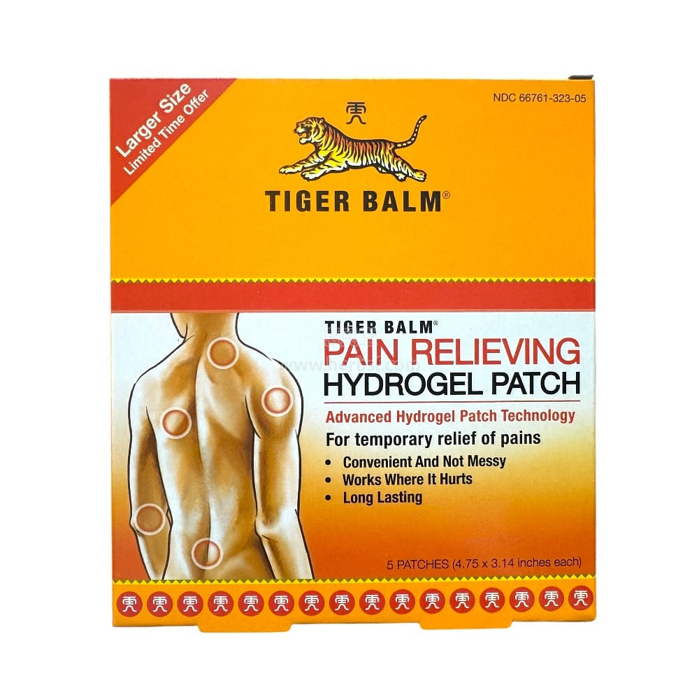 Tiger Balm Pain Relieving Patch 5 Patches (4.75 X 3.14 inches each) 1 box