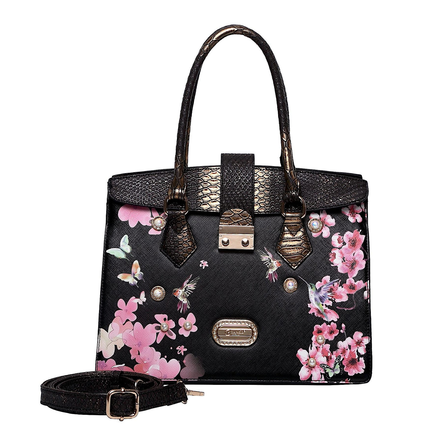 Hummingbird Soar Vegan Leather Top-Handle + Wallet [KP7689+KPC8828-BK] 1 each