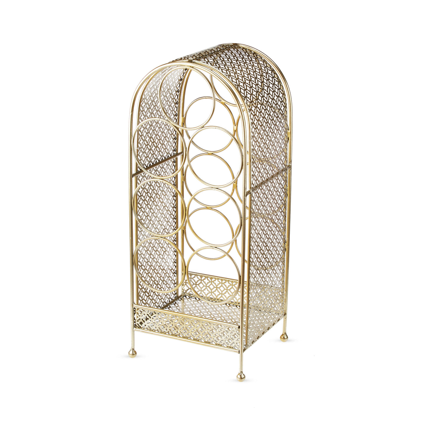 Twine Trellis Wine Rack, Holds 7 Bottles, Gold Countertop Wine Storage, Cast Iron 1 each