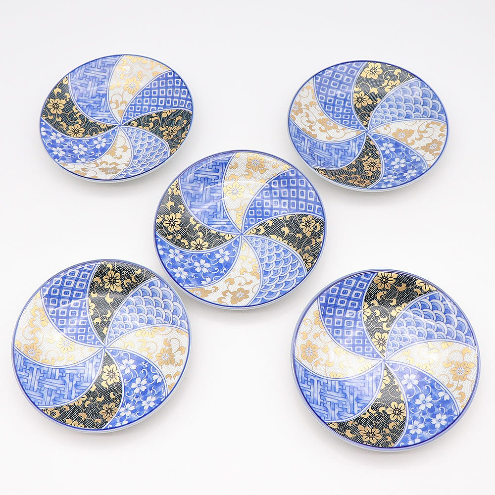 Kutani Ware Handmade Serving Plate 5set (Clematis, 6.49 x 6.49) Made in Japan 1 each