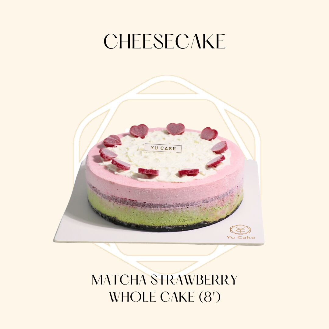 Pastel de queso de matcha y frutos rojos (entero 8") 1 unidad